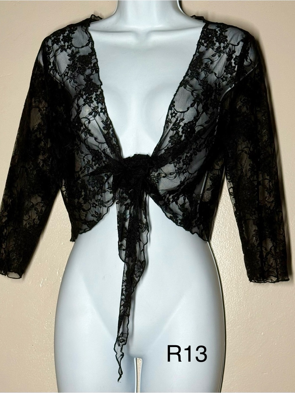 Black Lace Tie-Front Bolero Shrug